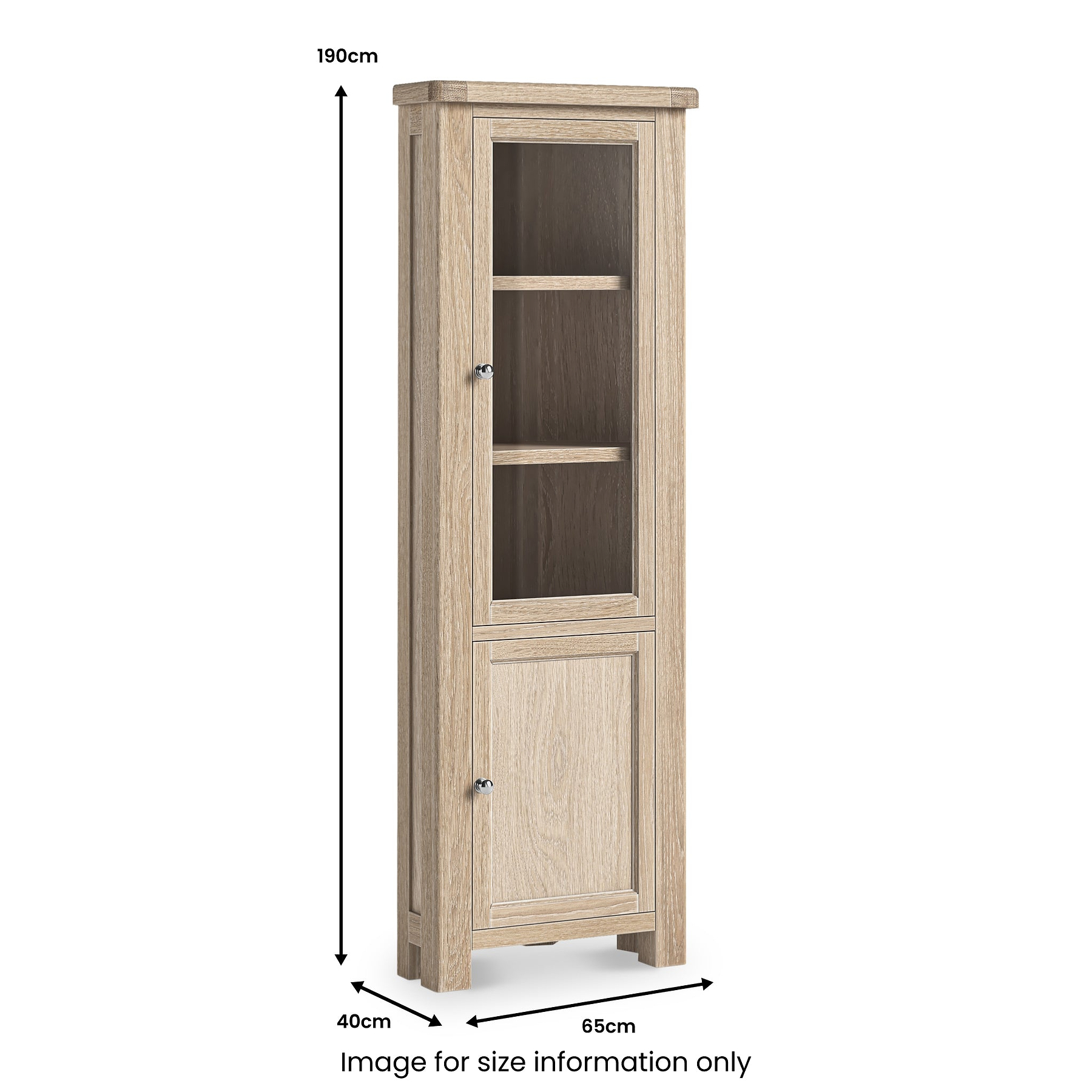 Portland Washed Oak Corner Display Cabinet from Roseland Furniture