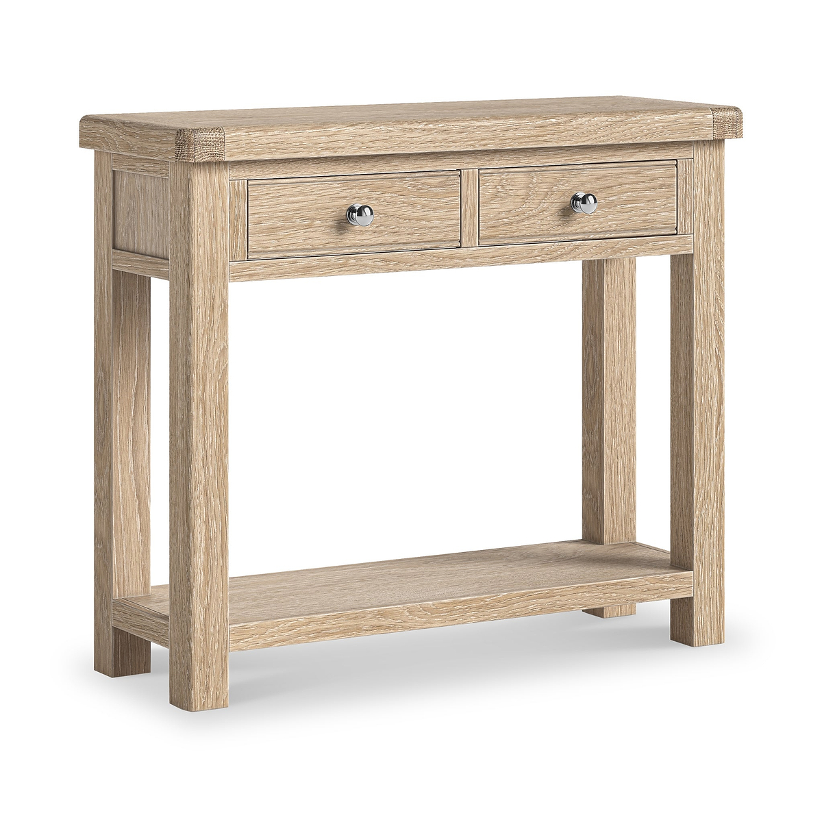 Portland Washed Oak 2 Drawer Console Table from Roseland Furniture