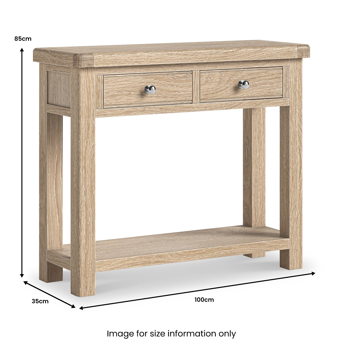 Portland Washed Oak 2 Drawer Console Table from Roseland Furniture
