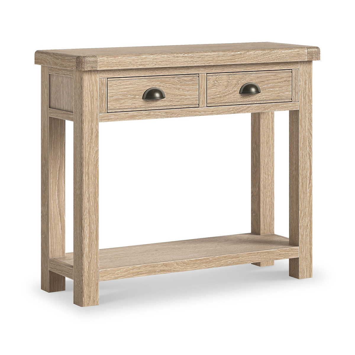 Portland Washed Oak 2 Drawer Console Table from Roseland Furniture