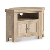 Portland Washed Oak Corner TV Unit from Roseland Furniture