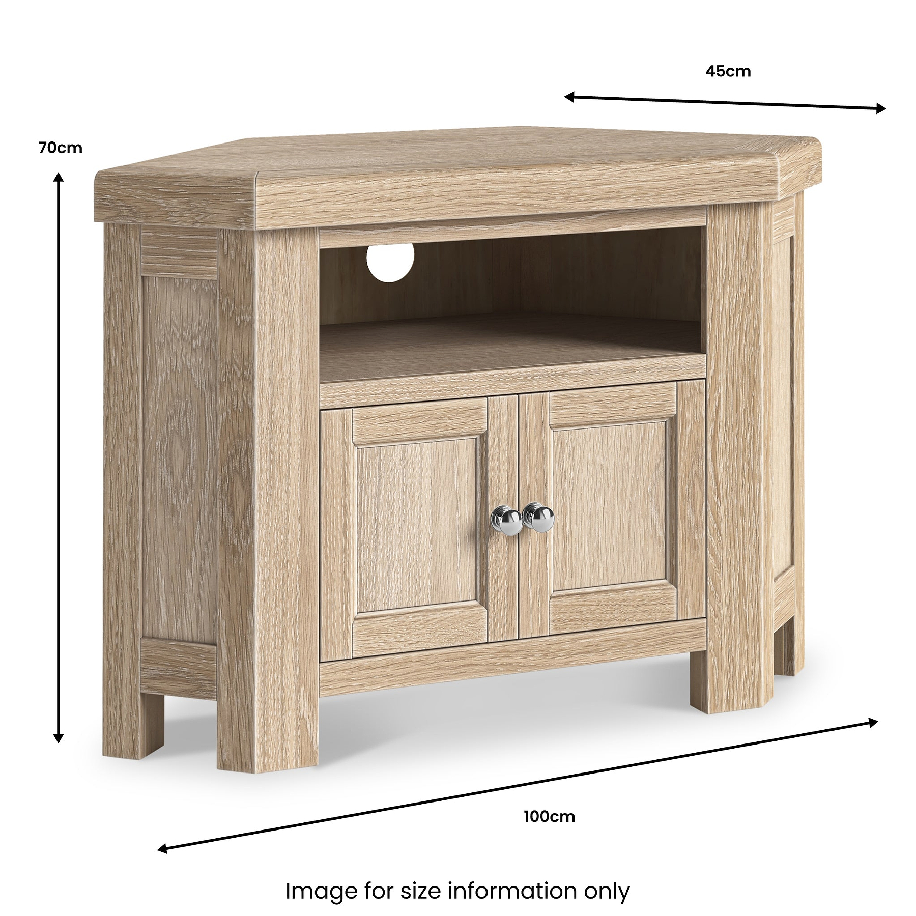 Portland Washed Oak Corner TV Unit from Roseland Furniture