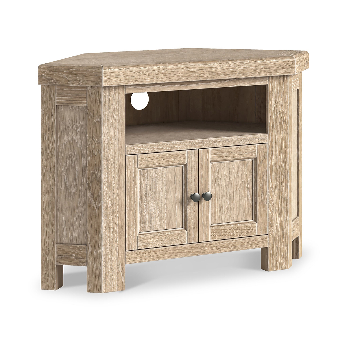 Portland Washed Oak Corner TV Unit from Roseland Furniture