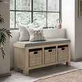 Portland Washed Oak Storage Bench and Cushion from Roseland Furniture