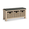 Portland Washed Oak Storage Bench Charcoal Cushion from Roseland Furniture