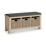 Portland Washed Oak Storage Bench Charcoal Cushion from Roseland Furniture