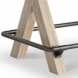 Portland Washed Oak 130cm Bar Table footrail close up