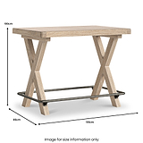 Portland Washed Oak 130cm Bar Table from Roseland Furniture