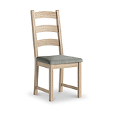 Portland Washed Oak Dining Chair Grey Cushion from Roseland Furniture