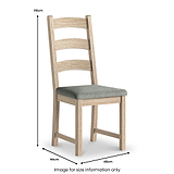Portland Washed Oak Dining Chair Grey Cushion from Roseland Furniture