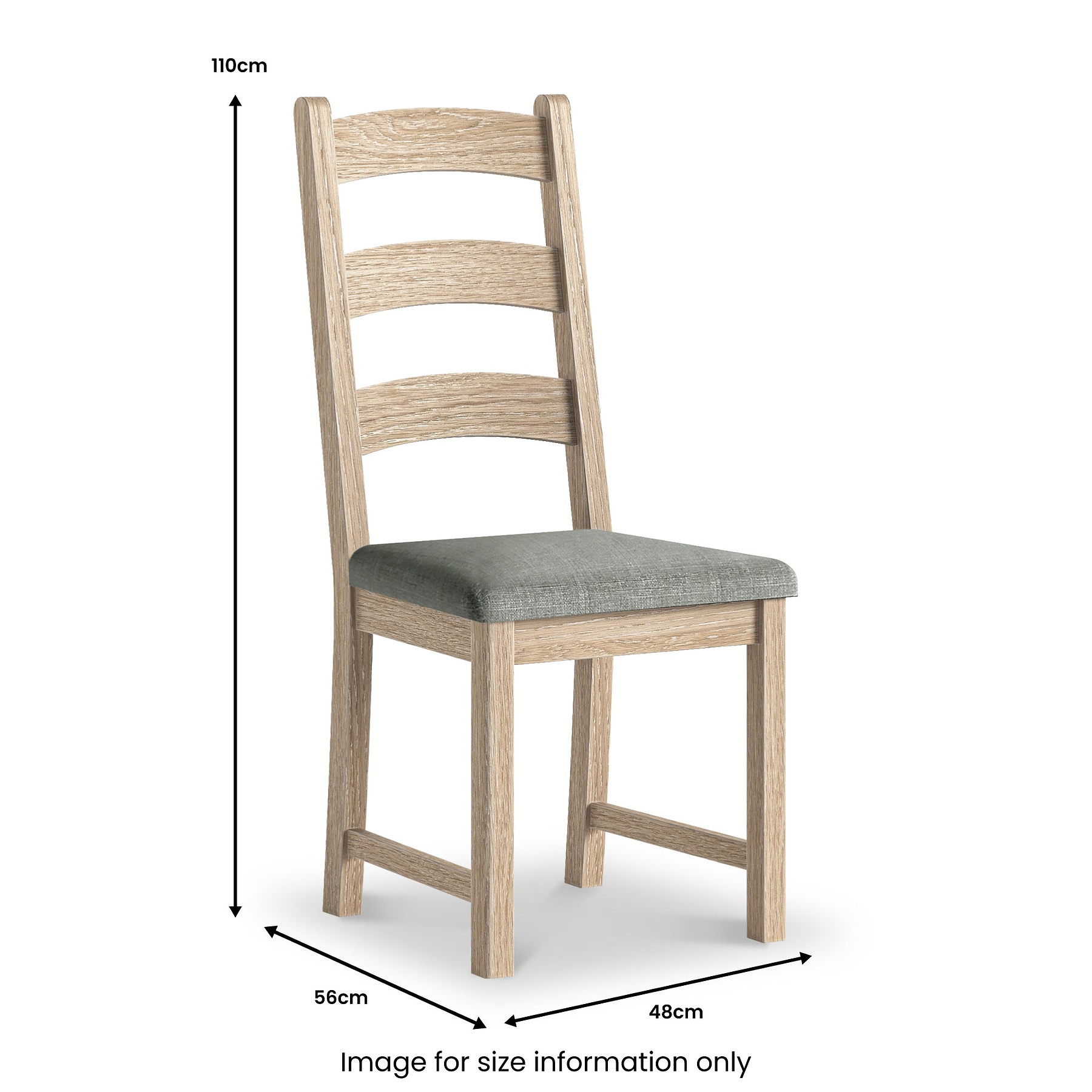 Portland Washed Oak Dining Chair Grey Cushion from Roseland Furniture