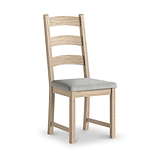 Portland Washed Oak Dining Chair Beige Cushion from Roseland Furniture
