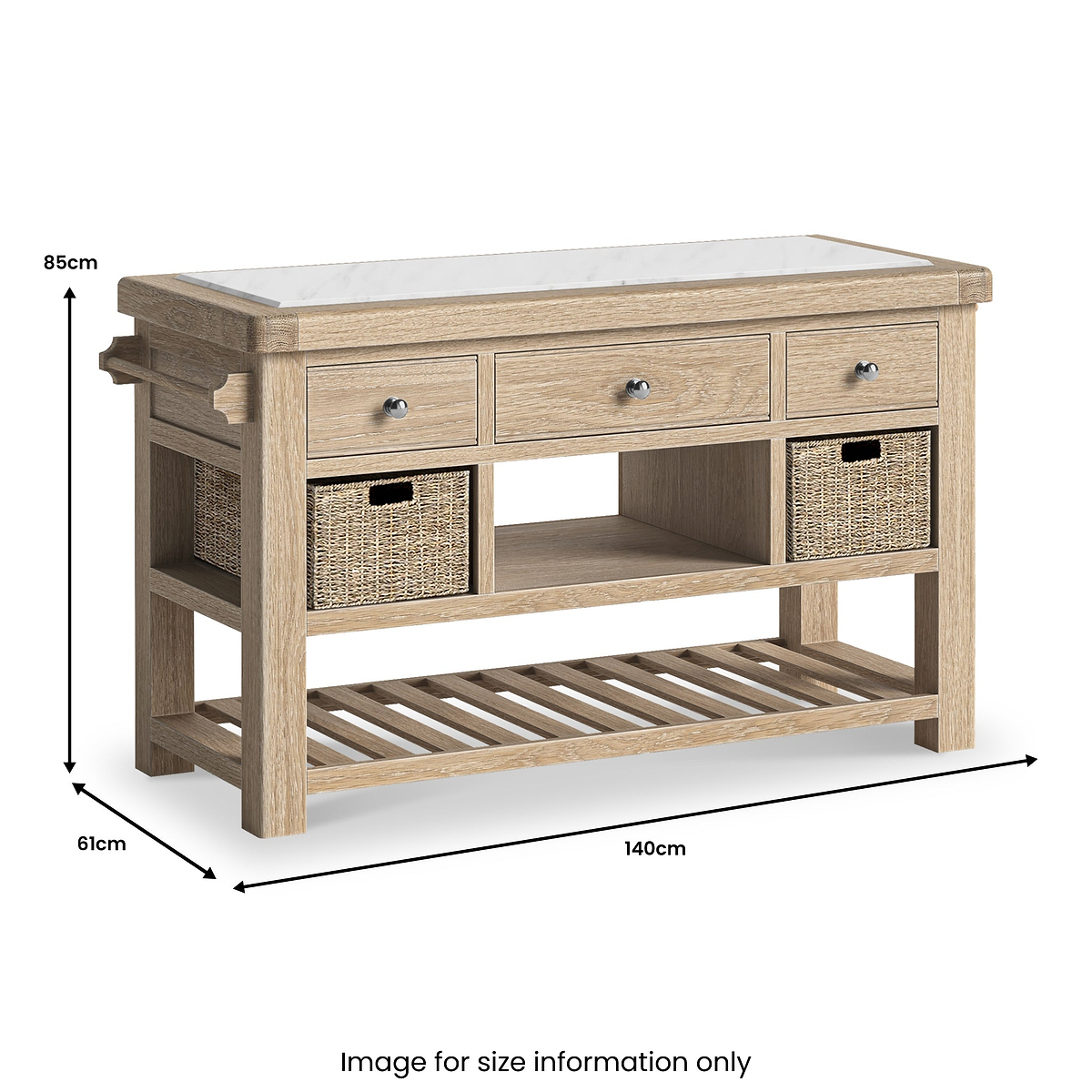 Portland Washed Oak Large Kitchen Island from Roseland Furniture