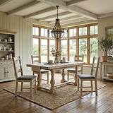 Portland Washed Oak 140-185cm Extendable Trestle Dining Table from Roseland Furniture