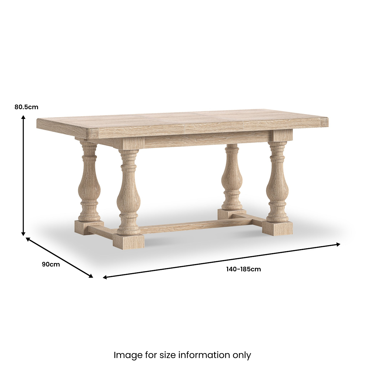 Portland Washed Oak 140-185cm Ext Trestle Dining Table from Roseland Furniture