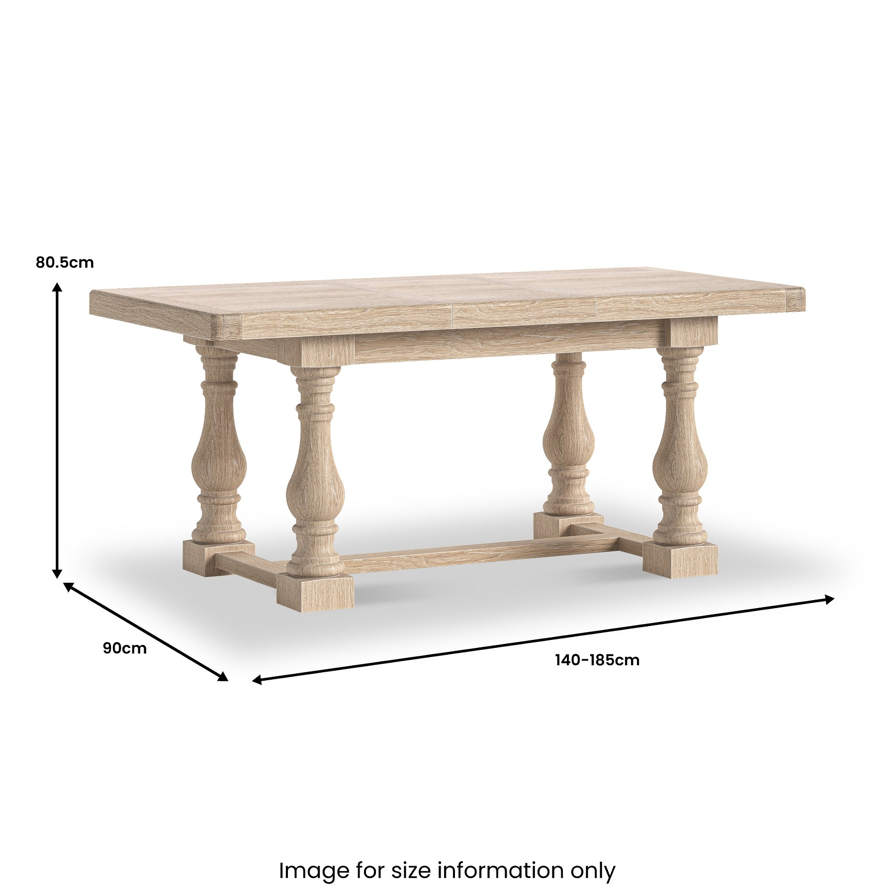 Portland Washed Oak 140-185cm Ext Trestle Dining Table from Roseland Furniture