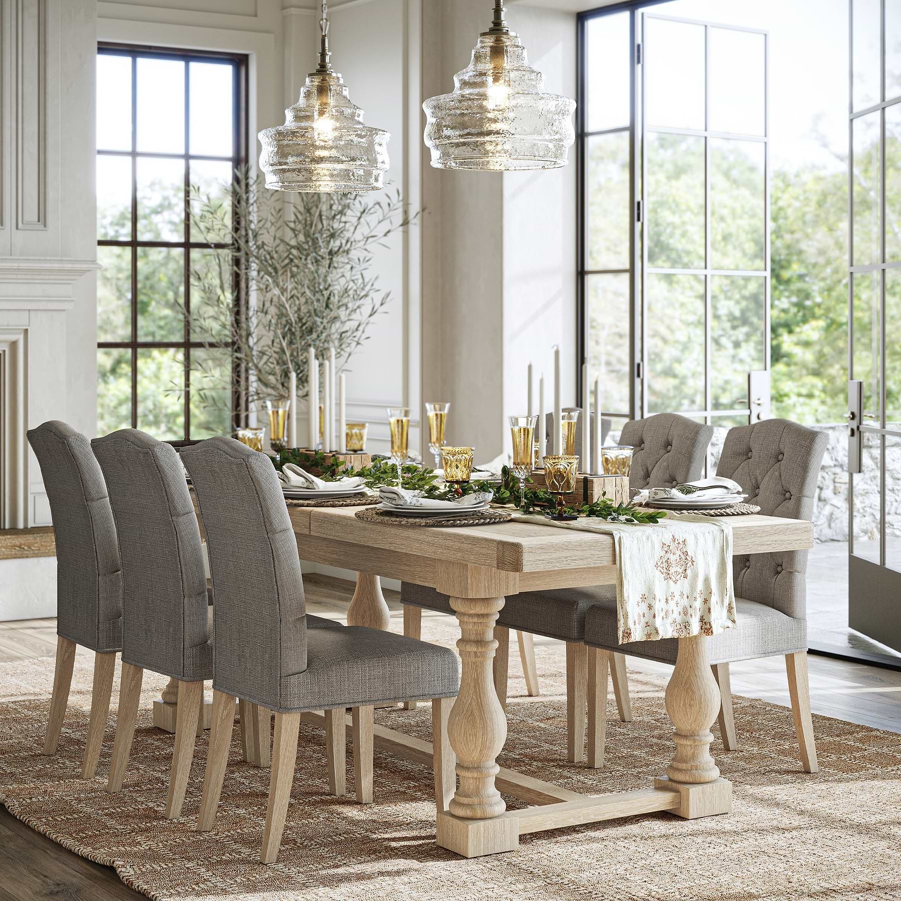 A Table Portland Portland Washed Oak 200-245cm Extendable Turned Dining Table Roseland