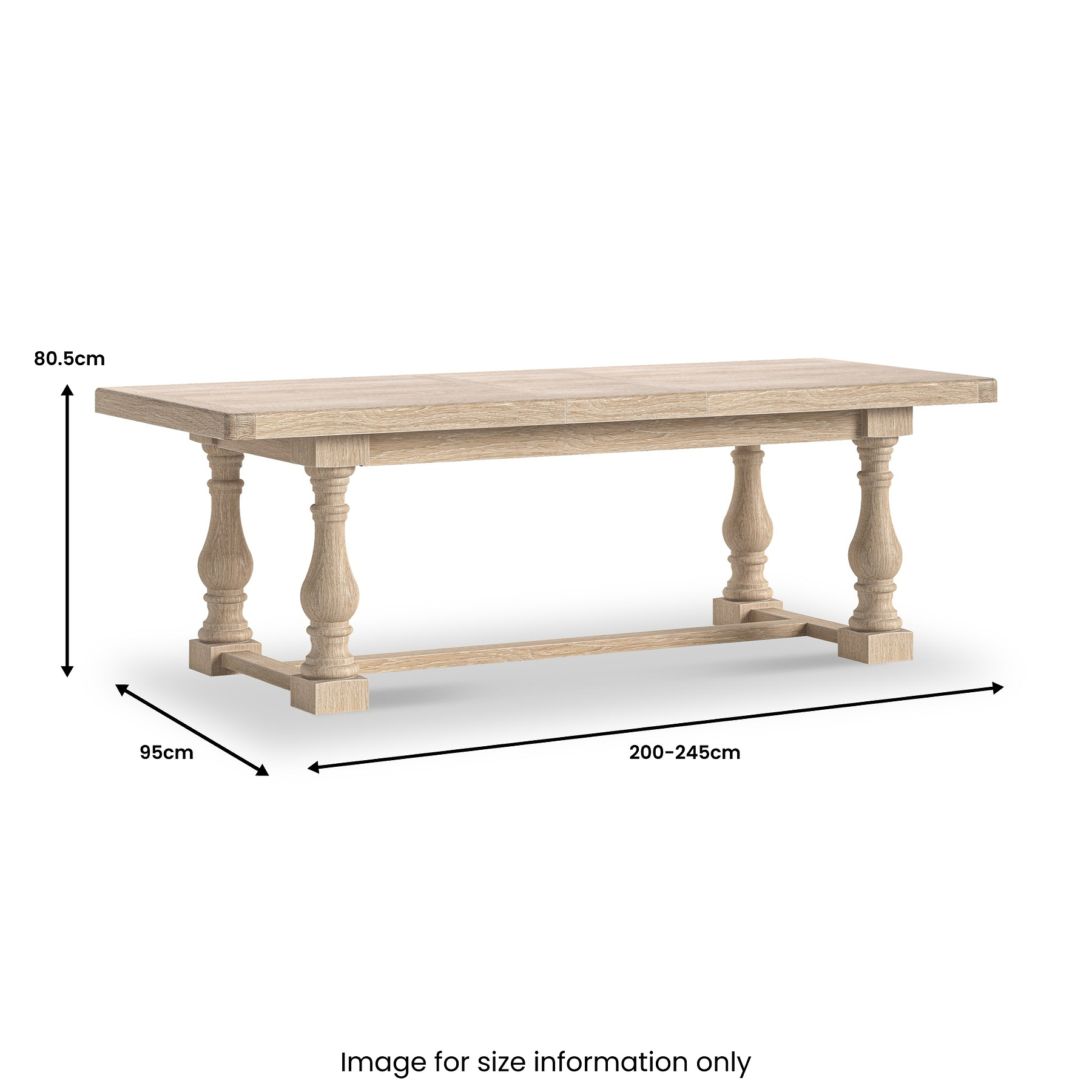 Portland Washed Oak 200-245cm Extendable Trestle Dining Table from Roseland Furniture