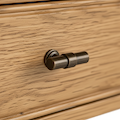 close up of antique style t-bar handle on the Alderley Oak collection from Roseland Furniture