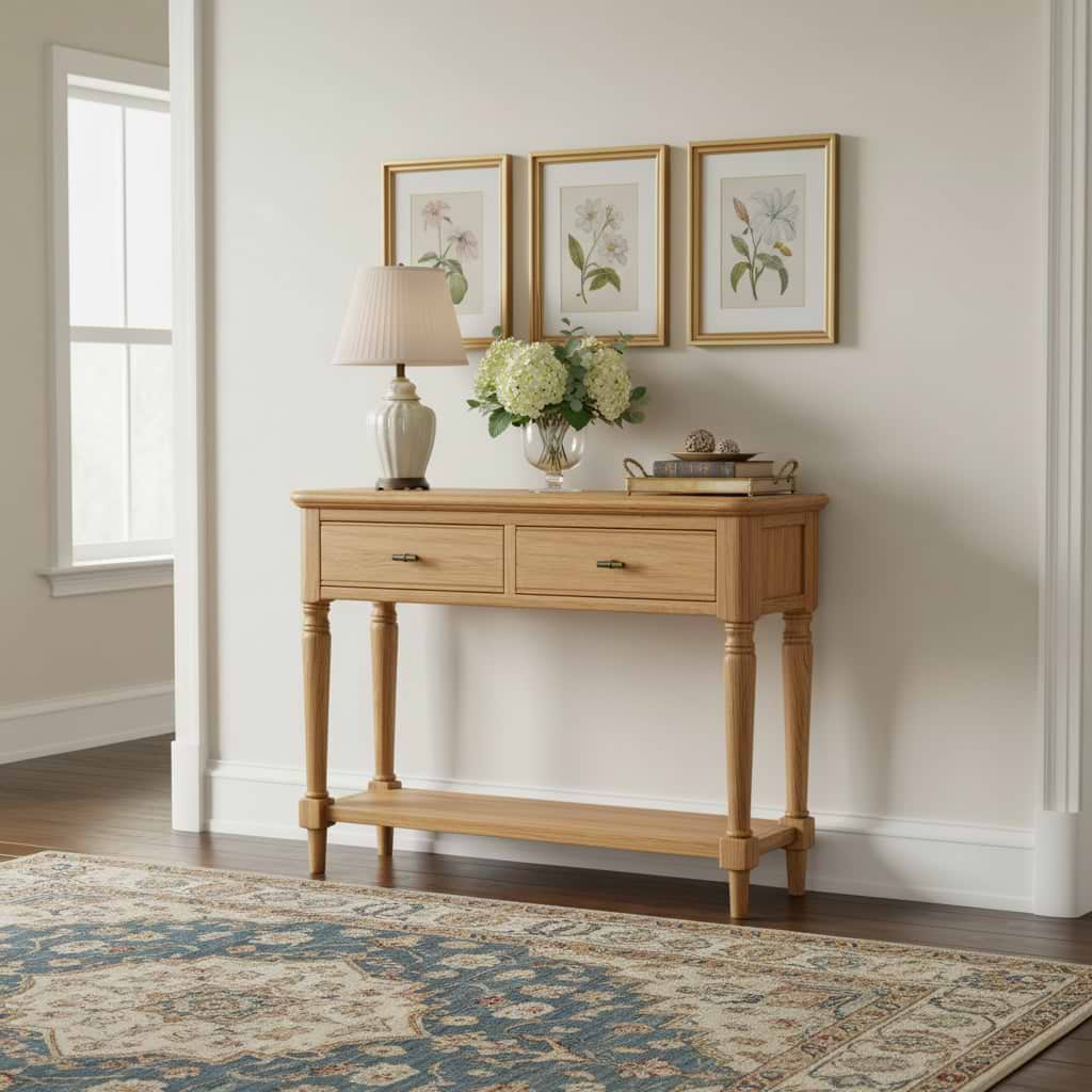 Alderley Oak Console Table With Shelf from Roseland Furniture