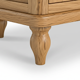 close up of the turned feet of the Alderley Oak collection from Roseland Furniture