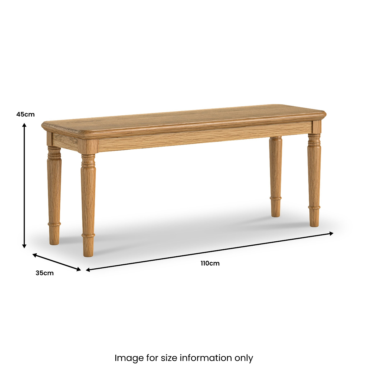 Alderley Oak 110cm Dining Bench from Roseland Furniture