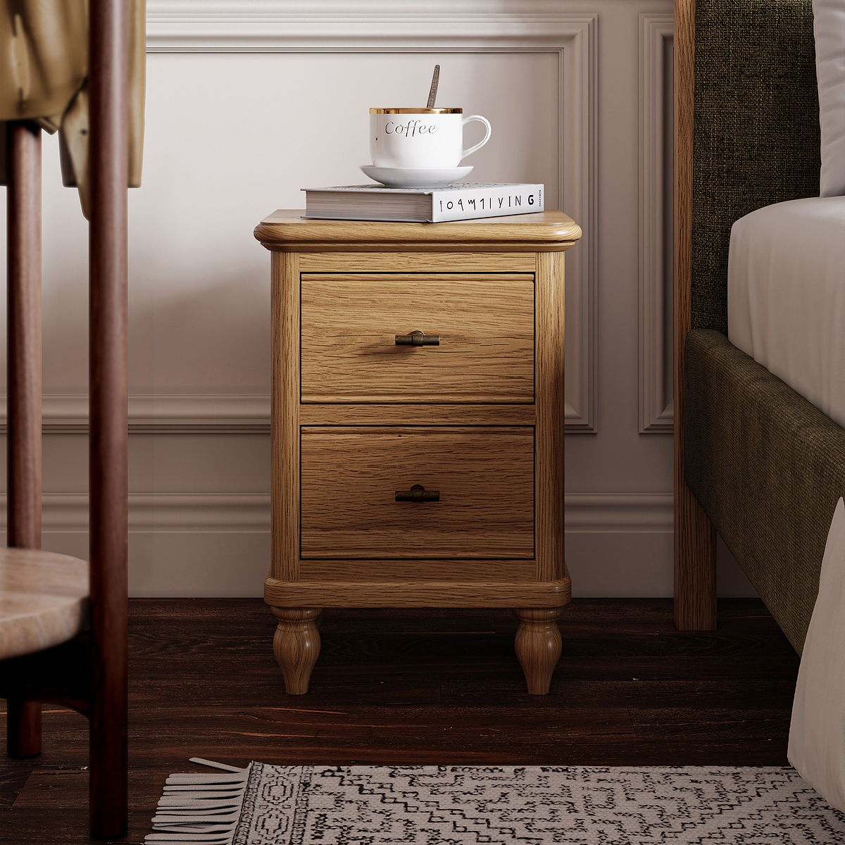 Alderley Oak 2 Drawer Slim Bedside from Roseland Furniture