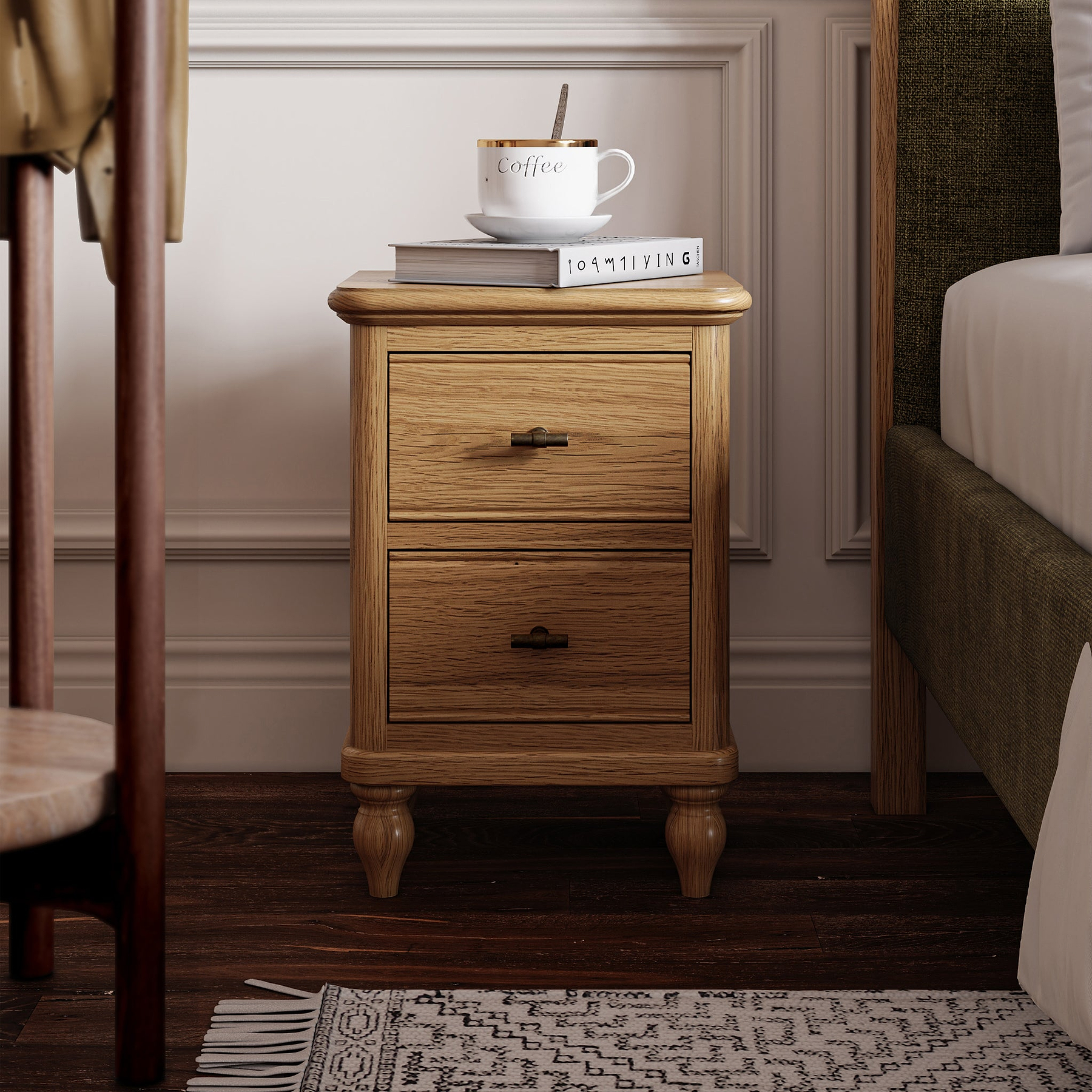 Alderley Oak 2 Drawer Slim Bedside from Roseland Furniture