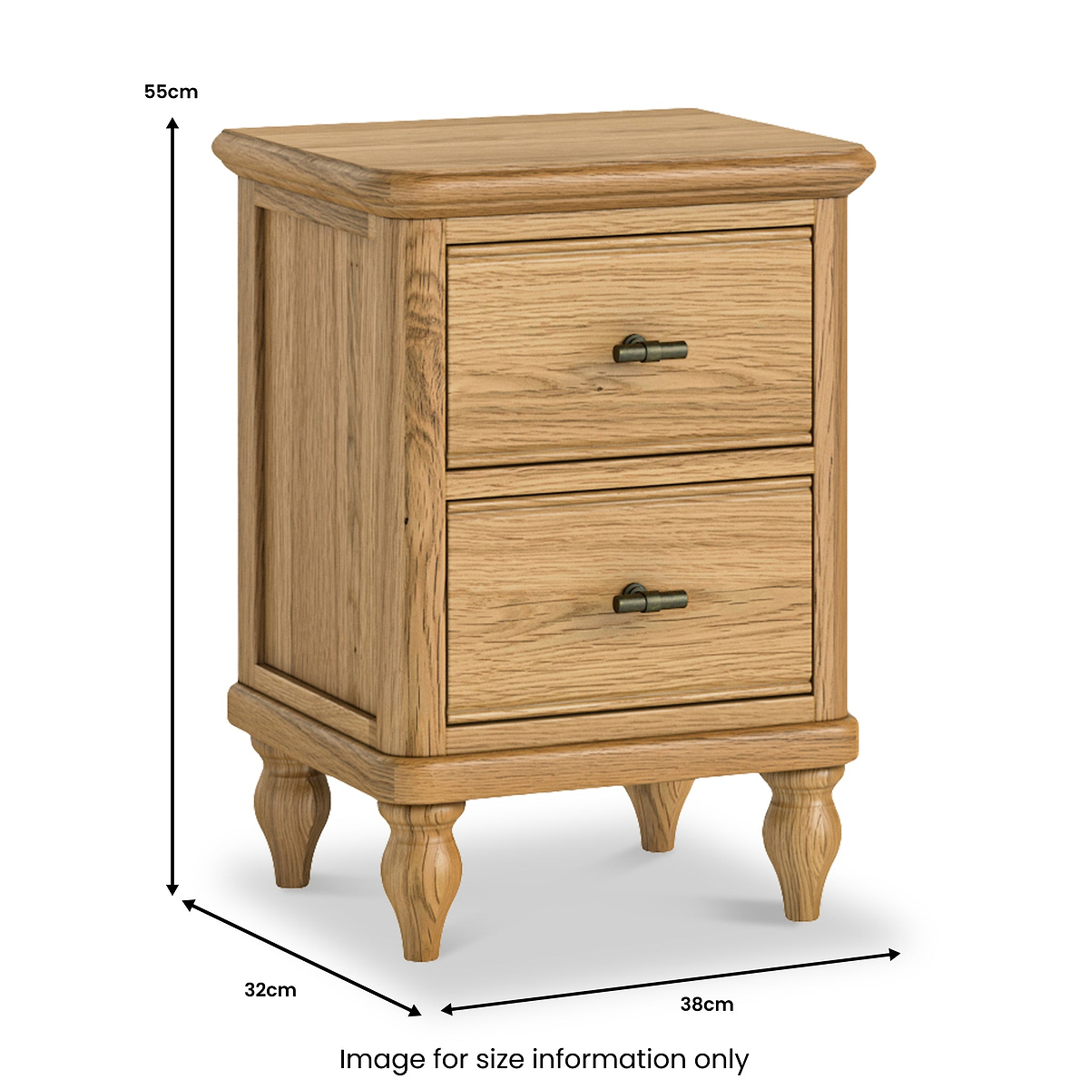 Alderley Oak 2 Drawer Slim Bedside from Roseland Furniture
