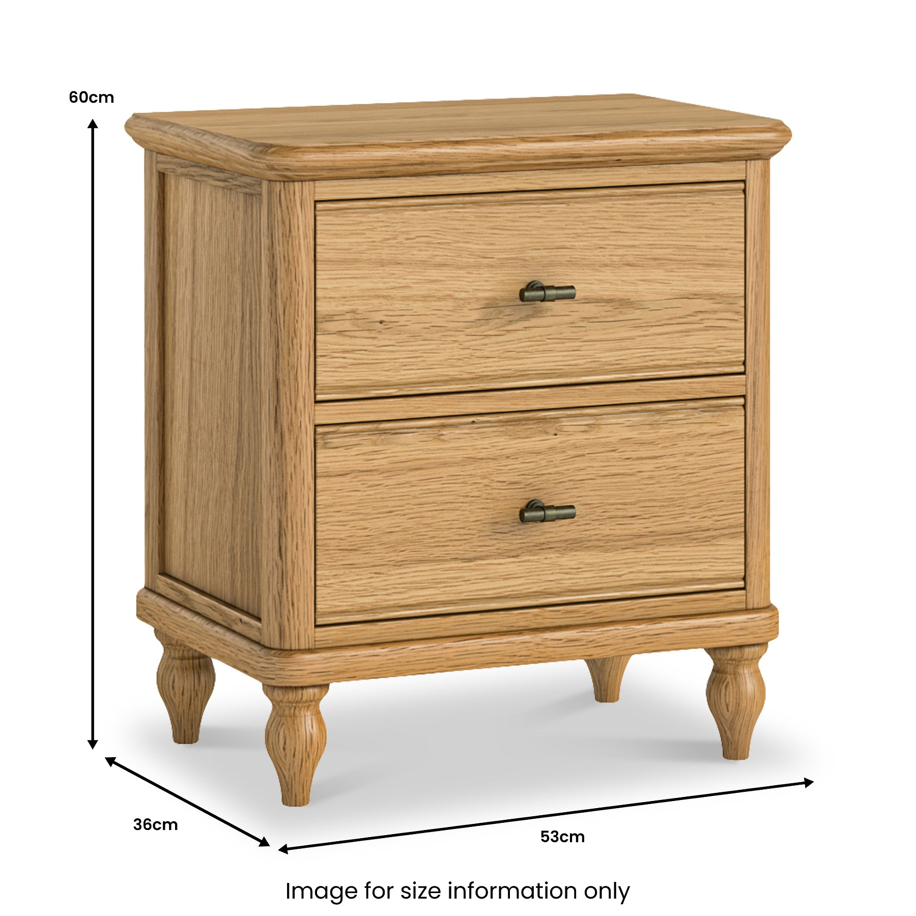 Alderley Oak 2 Drawer Wide Bedside Table from Roseland Furniture