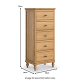 Alderley Oak 5 Drawer Tallboy Chest from Roseland Furniture