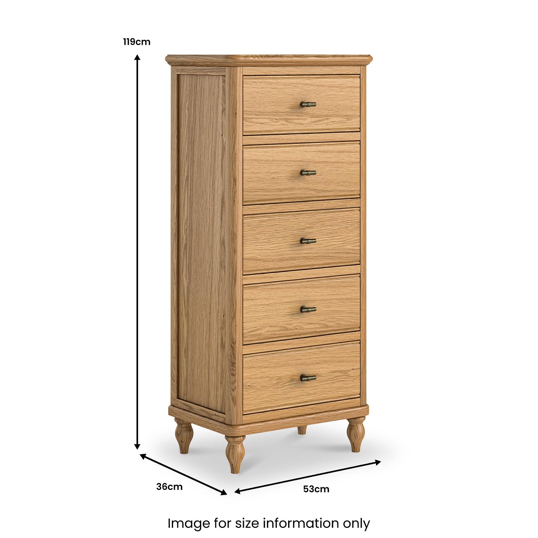 Alderley Oak 5 Drawer Tallboy Chest from Roseland Furniture