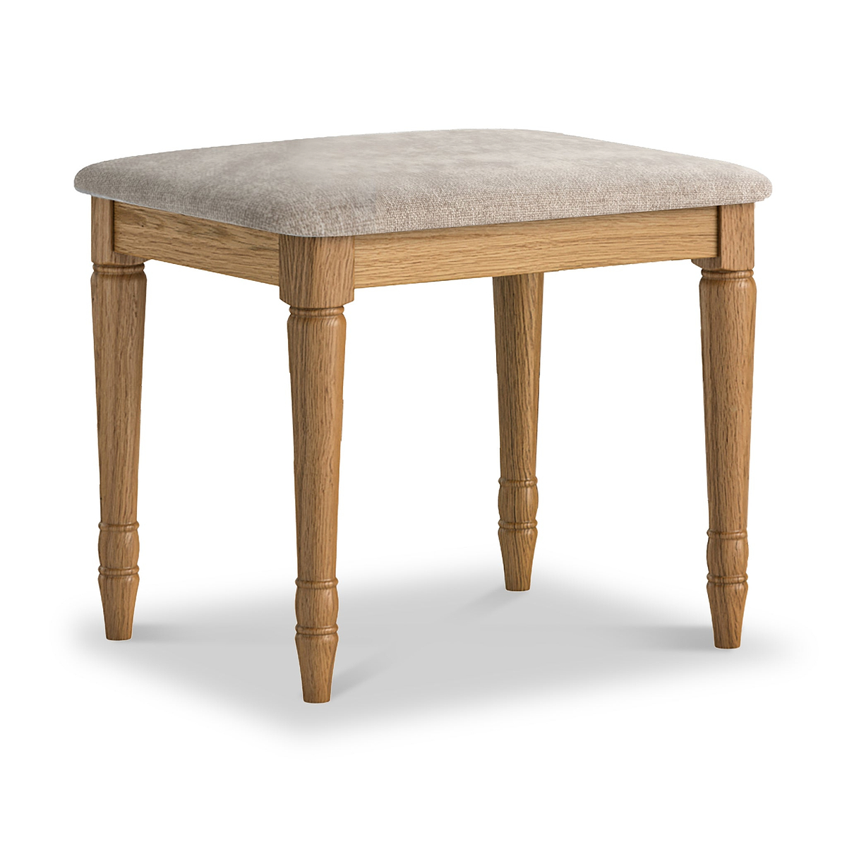 Alderley Oak Dressing Table Stool Oatmeal Cushion from Roseland Furniture