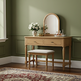 Alderley Oak Dressing Table Stool with Oatmeal Seat from Roseland Furniture