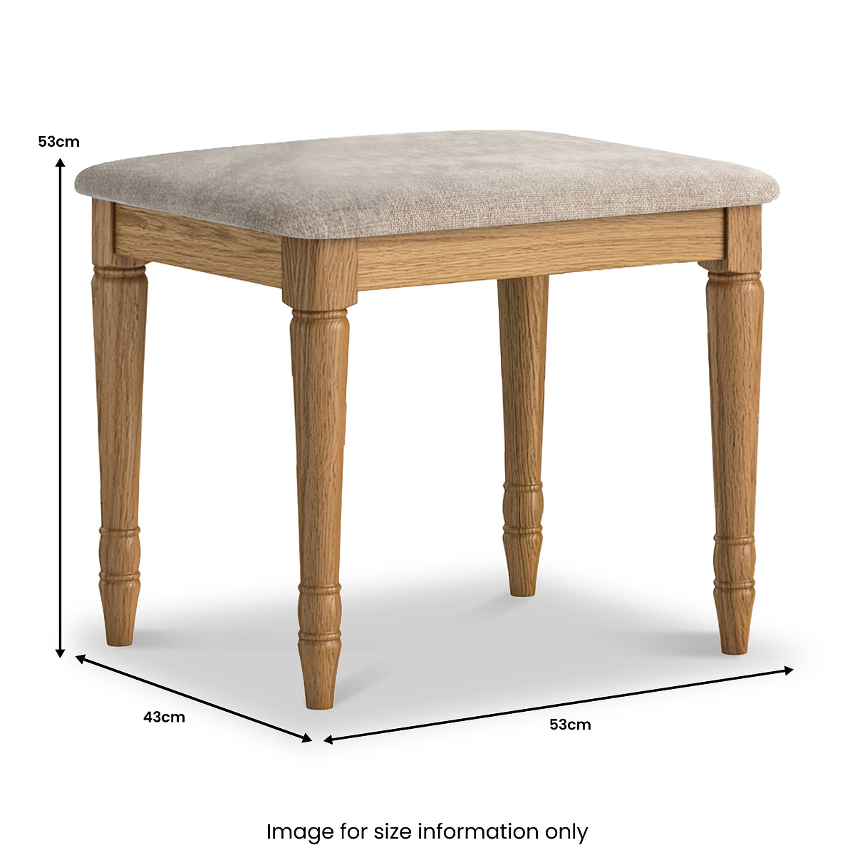 Alderley Oak Dressing Table Stool Oatmeal Cushion from Roseland Furniture