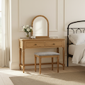 Alderley Oak Dressing Table Stool with Grey Seat from Roseland Furniture