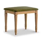 Alderley Oak Dressing Table Stool Green Cushion from Roseland Furniture
