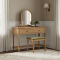 Alderley Oak Dressing Table Stool with Olive Seat from Roseland Furniture