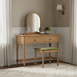 Alderley Oak Dressing Table Stool with Olive Seat from Roseland Furniture