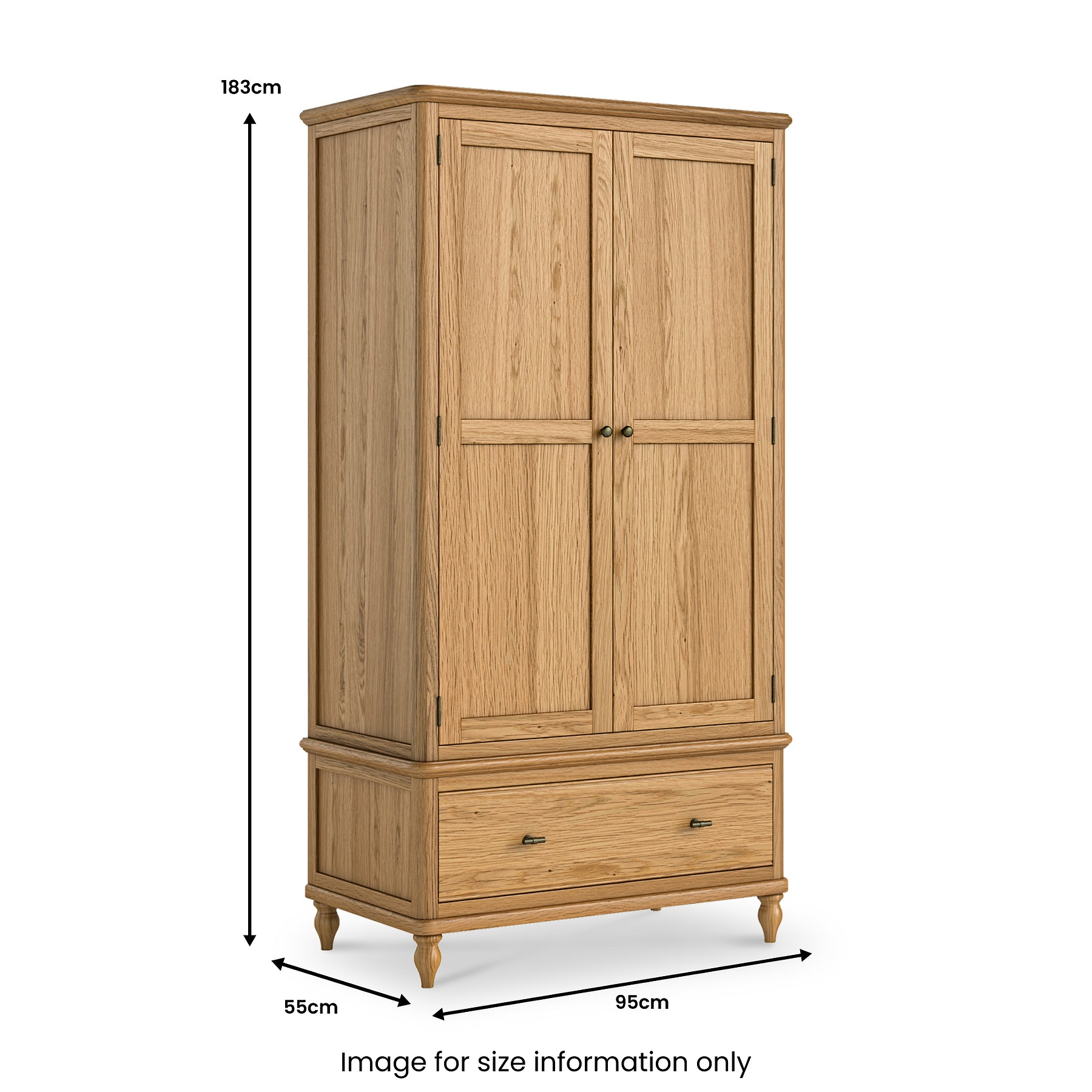 Alderley Oak Double Wardrobe With Drawer from Roseland Furniture