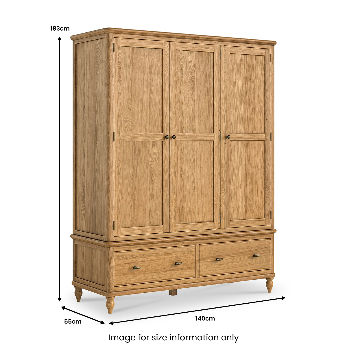 Alderley Oak Triple Wardrobe With 2 Drawers from Roseland Furniture