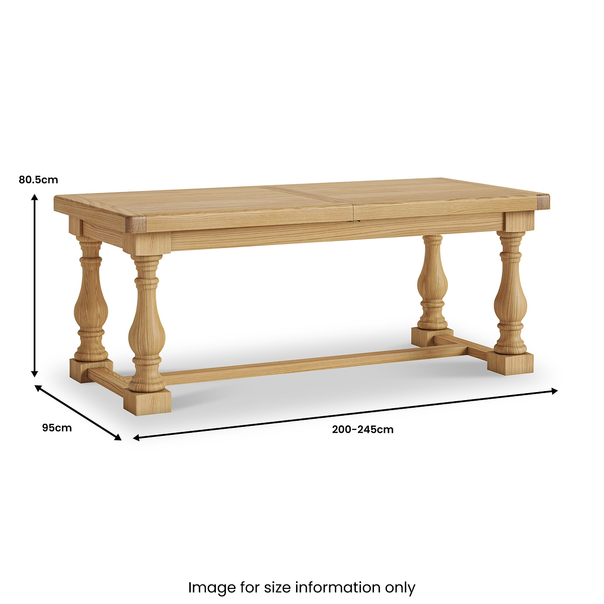 Portland Oak 200-245cm Ext Trestle Dining Table from Roseland Furniture