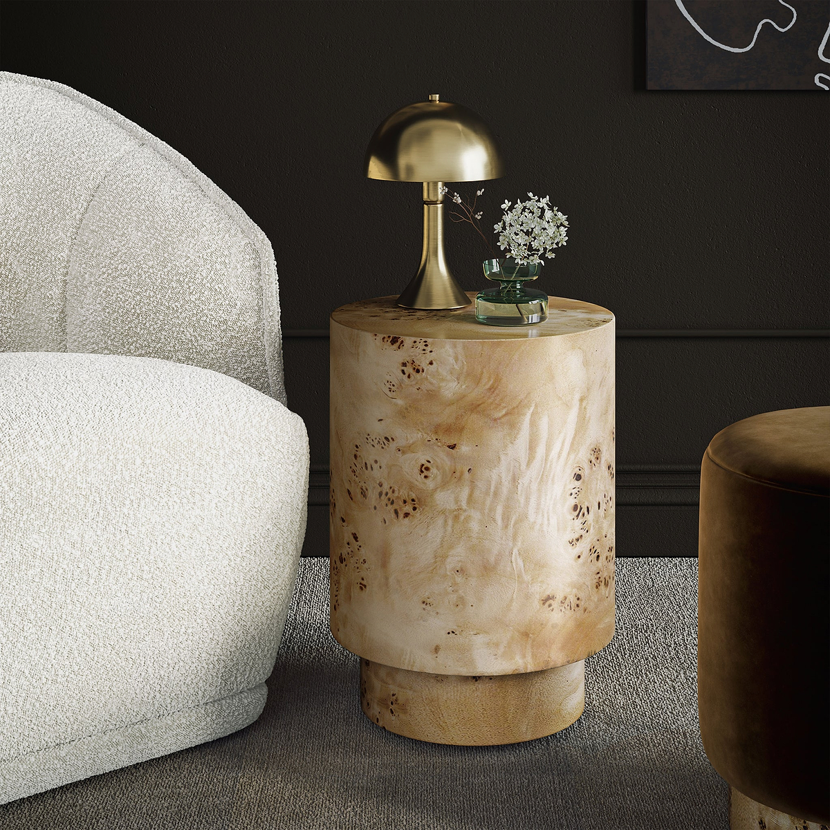 Calder Burl Side Table Light from Roseland Furniture