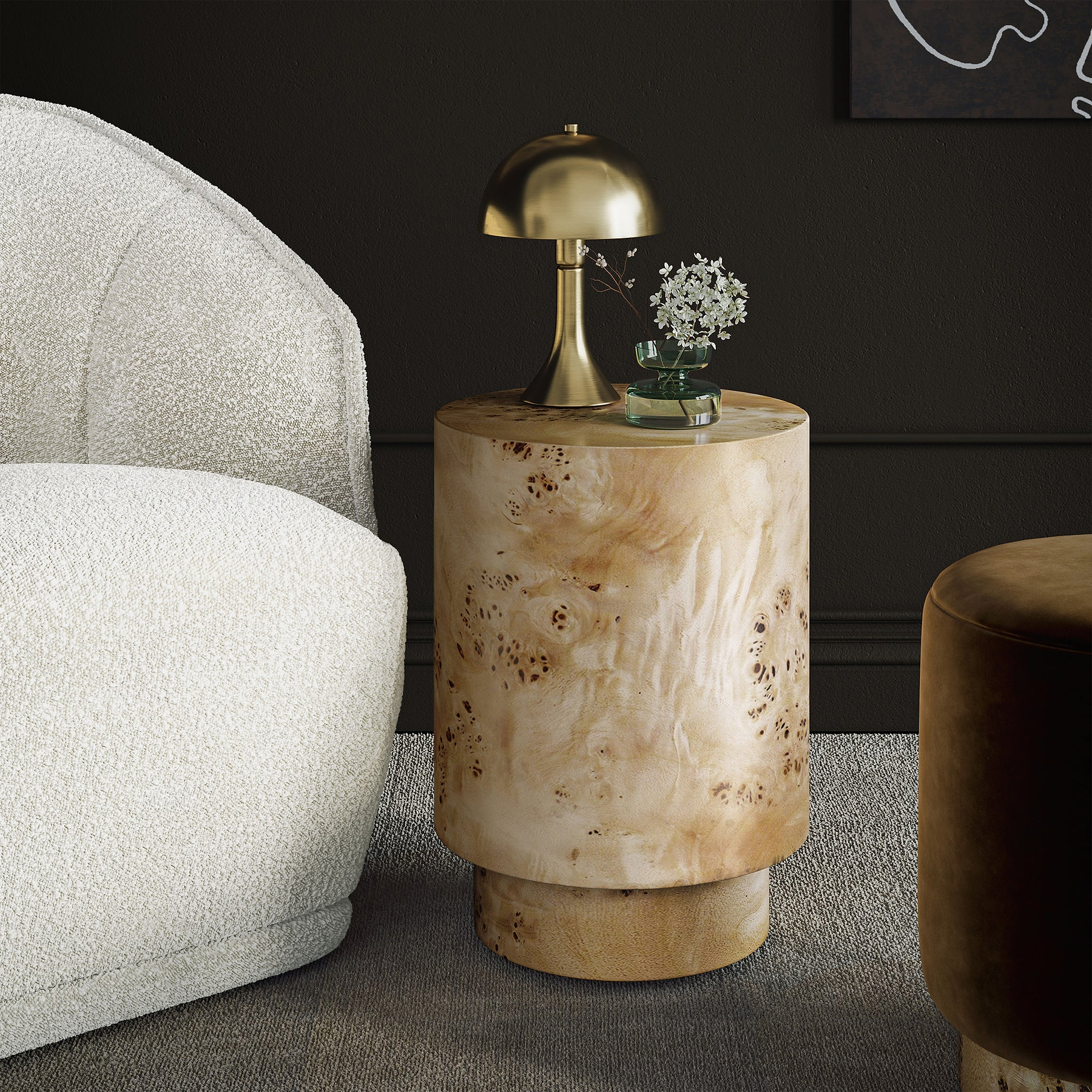 Calder Burl Side Table Light from Roseland Furniture