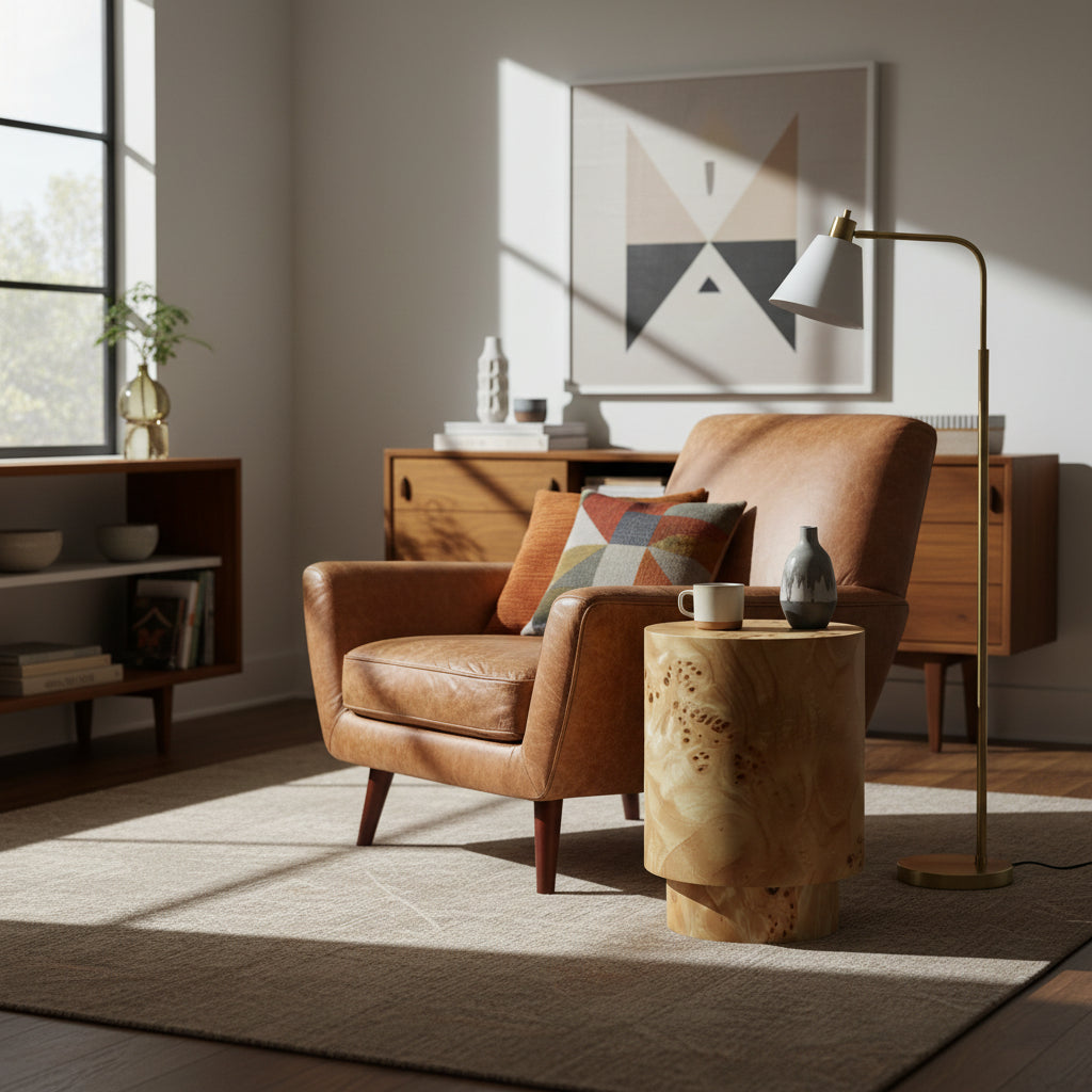 Calder Burl Side Table Light from Roseland Furniture