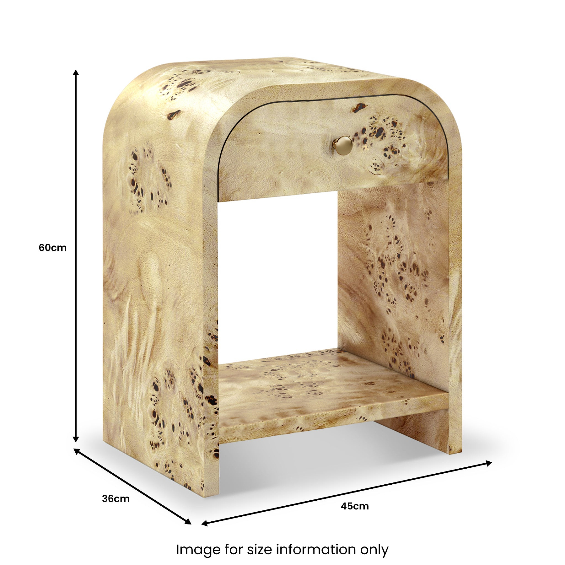 Calder Burl Bedside Table Light from Roseland Furniture