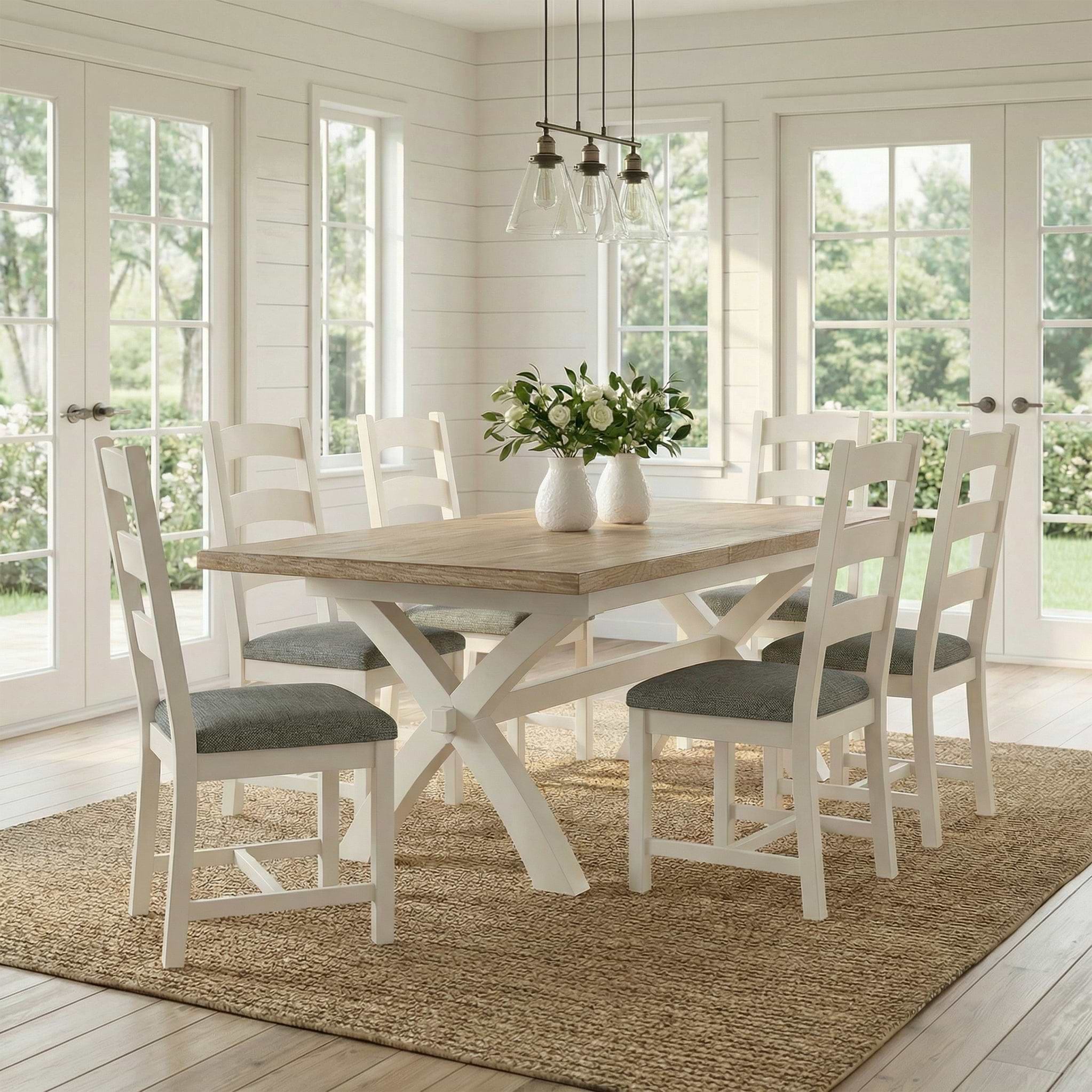 Belmont Ladder Back Dining Chair with Grey cushions from Roseland Furniture