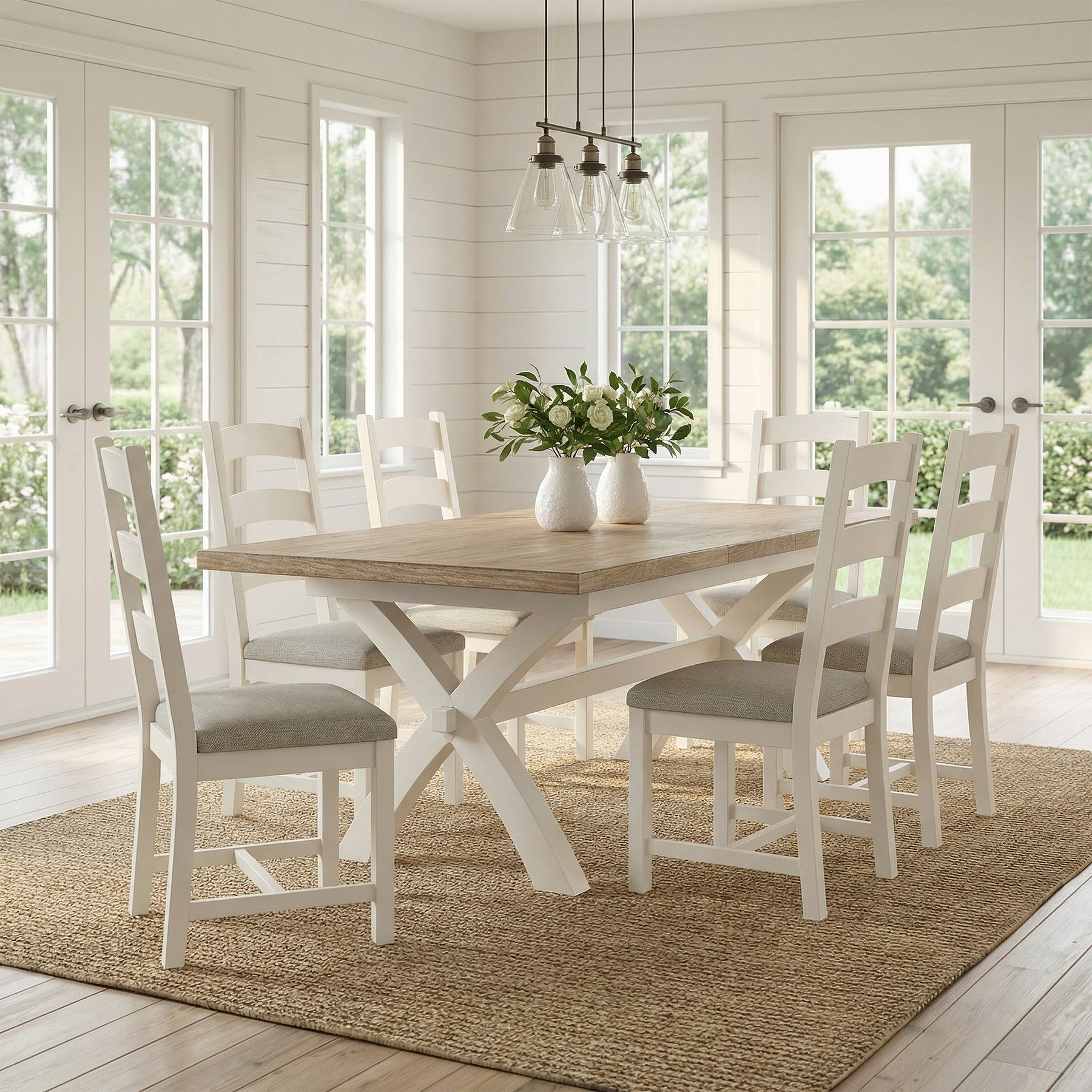 Belmont Ladder Back Dining Chair with Beige cushions from Roseland Furniture