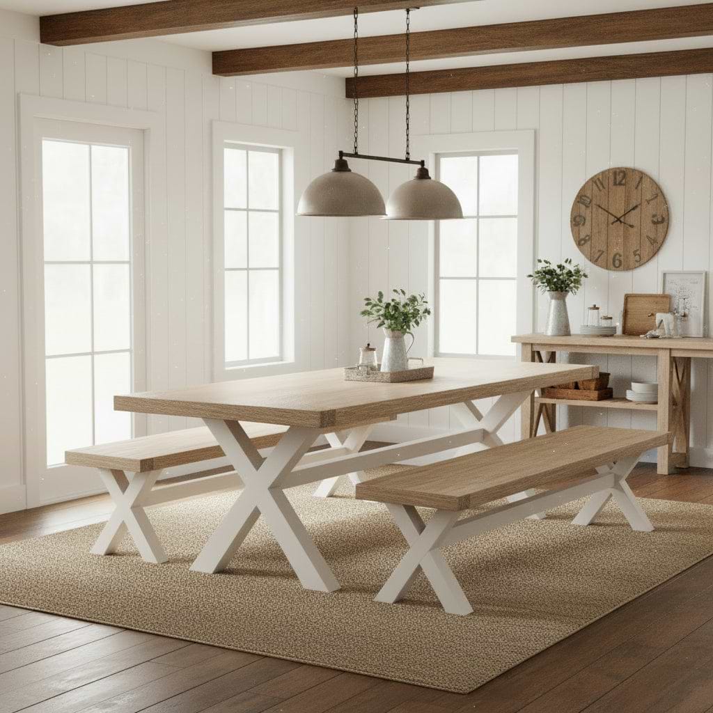 Belmont Cross Leg Dining Bench Without Cushion from Roseland Furniture