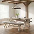 Belmont Cross Leg Dining Bench Beige Cushion from Roseland Furniture
